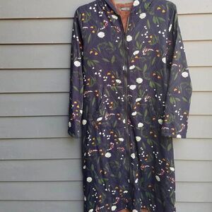 Izuria Black Floral Maxi Coat with Fuzzy Lining size XL